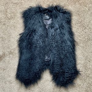 BEBE Mongolian 100% Natural Lamb Fur Vest